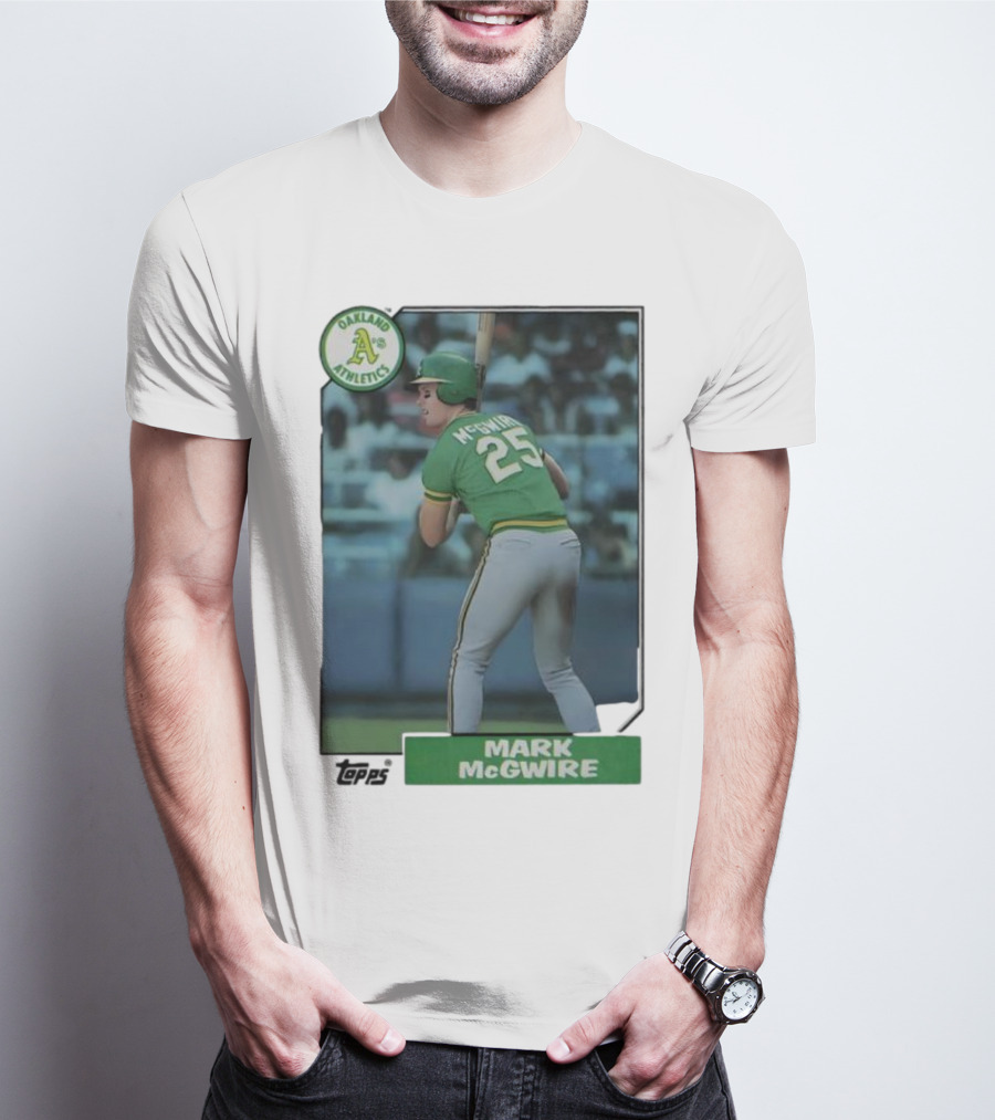 Oakland Athletics Mark McGwire 25 Topps Baseball Player MLB T-Shirt
