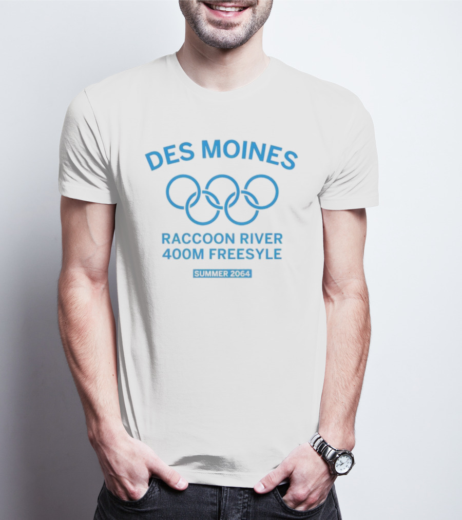 Des Moines Raccoon River 400m Freestyle Summer 2064 Olympic Rings T-Shirt
