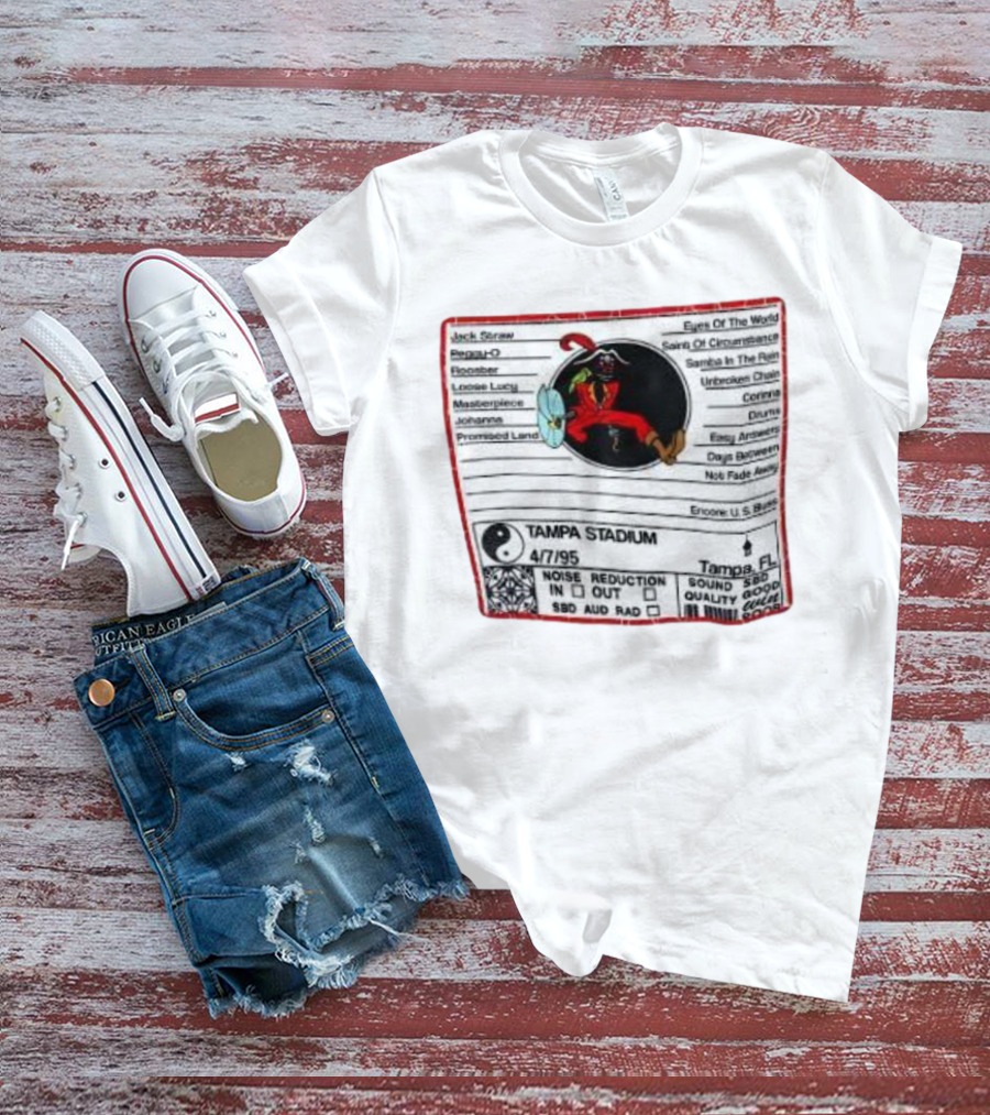 Tampa Stadium Pirate Grateful Dead Tampa Bay Buccaneers 4/7/95 Concert Setlist T-Shirt