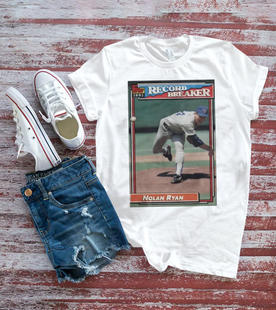 Topps 1991 Nolan Ryan Texas Rangers Record Breaker MLB T-Shirt
