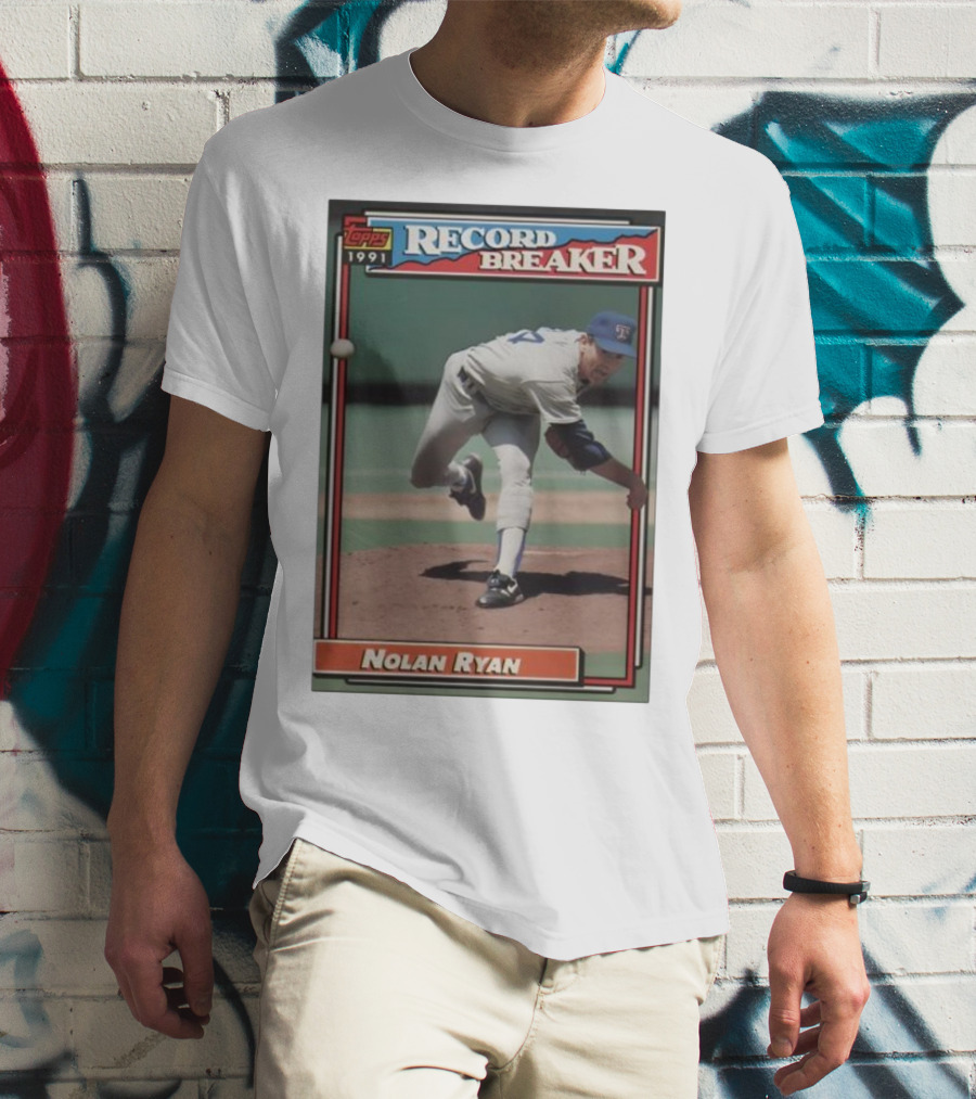 Topps 1991 Nolan Ryan Texas Rangers Record Breaker MLB T-Shirt
