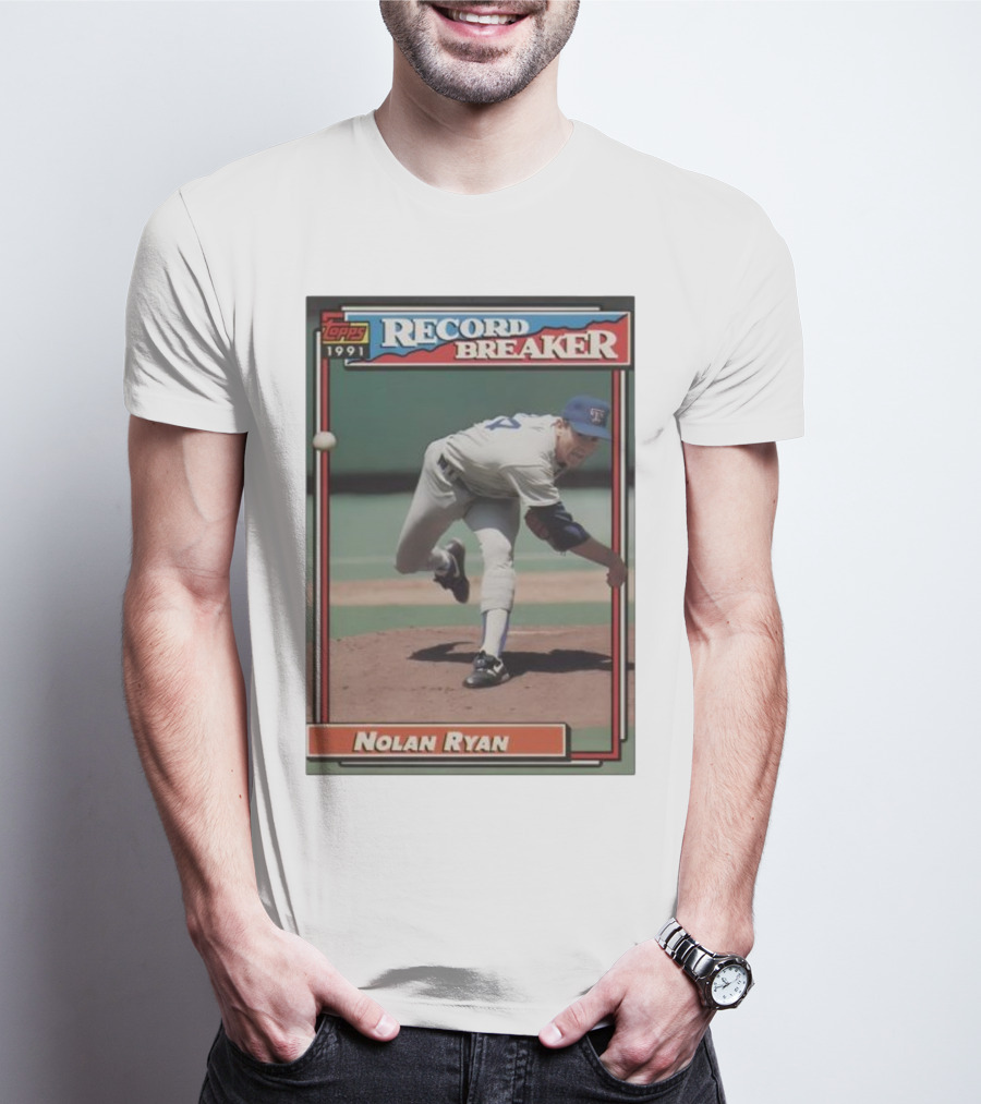 Topps 1991 Nolan Ryan Texas Rangers Record Breaker MLB T-Shirt