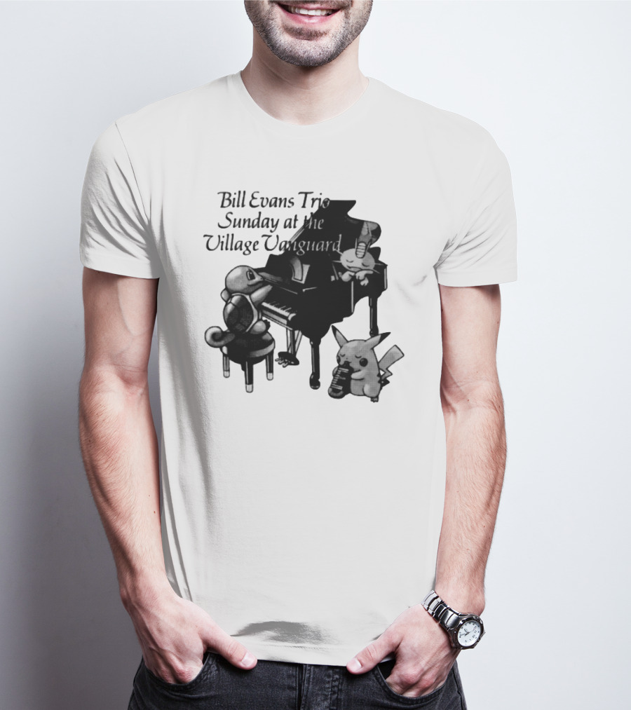 Bill Evans Trio Sunday At The Village Vanguard Pikachu Squirtle Playing Piano T-Shirt
