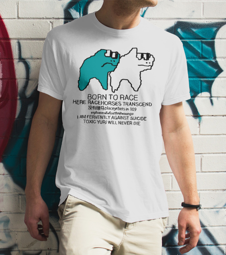 Born To Race Here Racehorses Transcend Dinosaur Sketch Duo T-Shirt