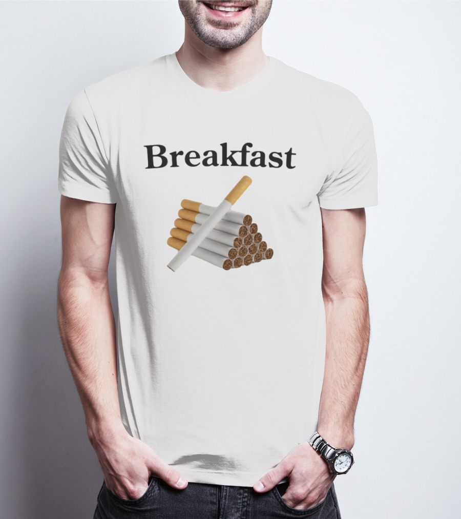 Breakfast Cigarette Stacked Cigarettes Pyramid T-Shirt