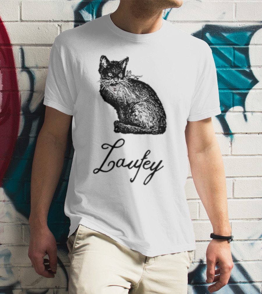 Laufey Black Cat Red Bow Silhouette T-Shirt
