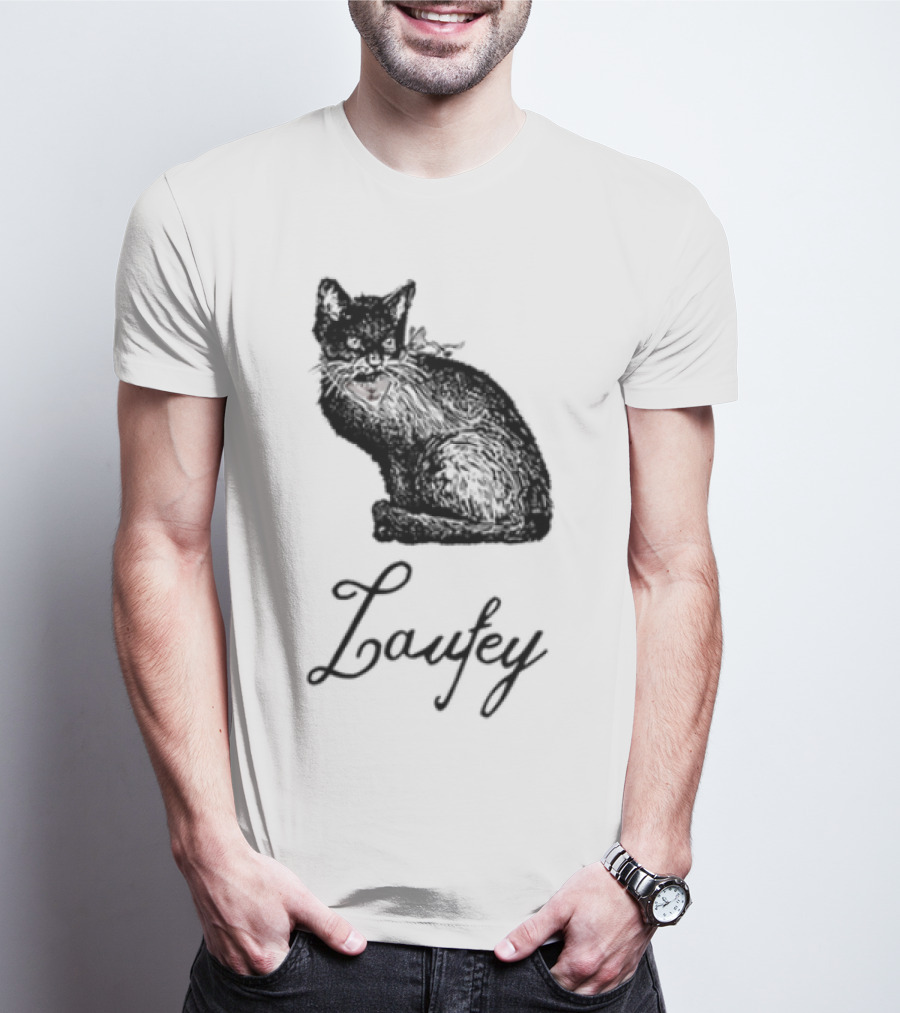 Laufey Black Cat Red Bow Silhouette T-Shirt