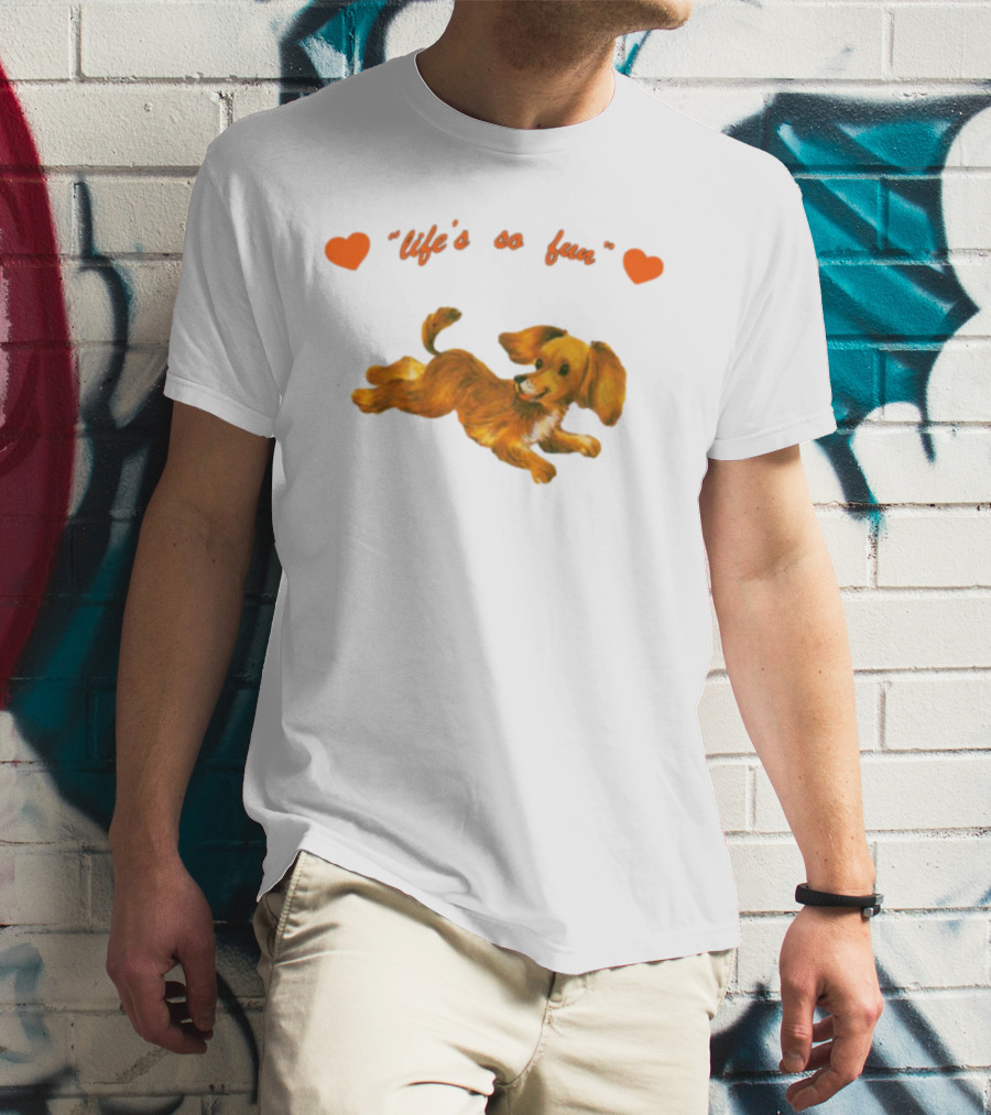 Life's So Fun Playful Dog Hearts T-Shirt