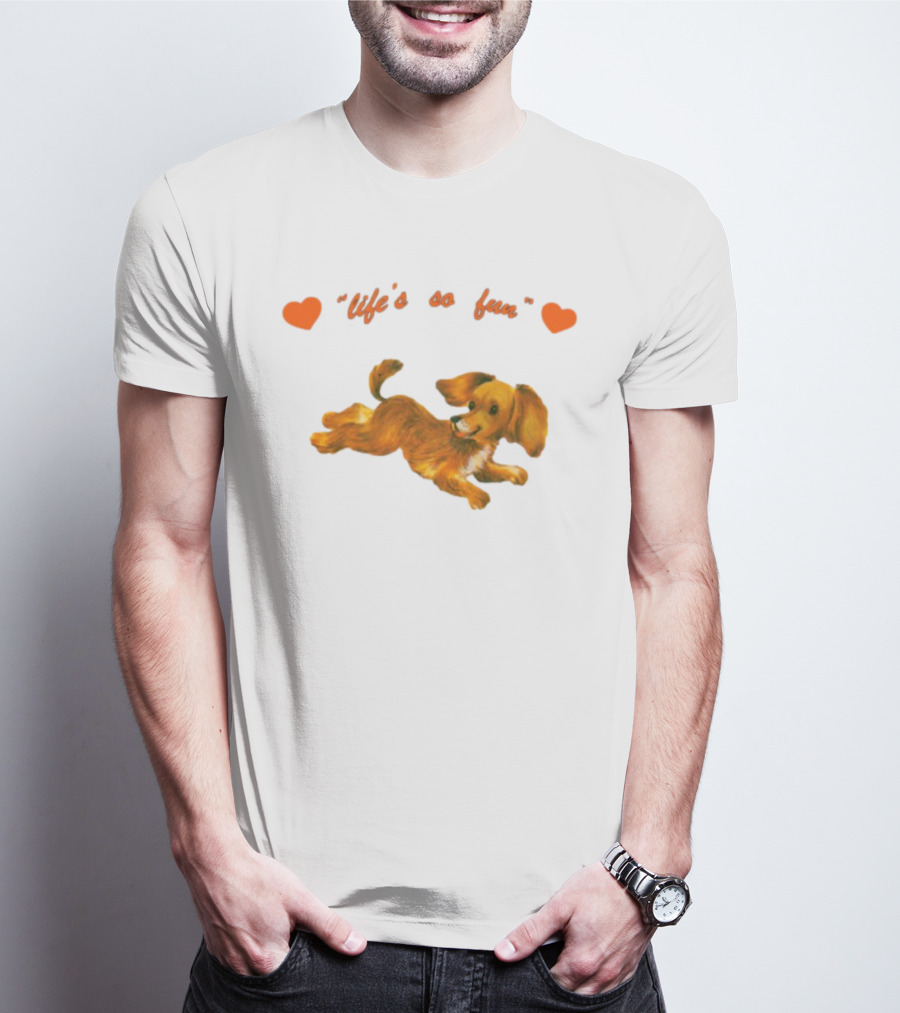 Life's So Fun Playful Dog Hearts T-Shirt