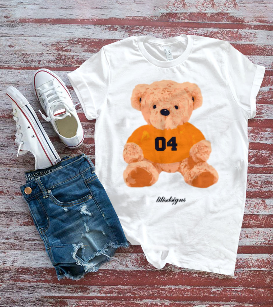 Lilisdsigns 04 Teddy Bear Plush Toy In Orange T-Shirt