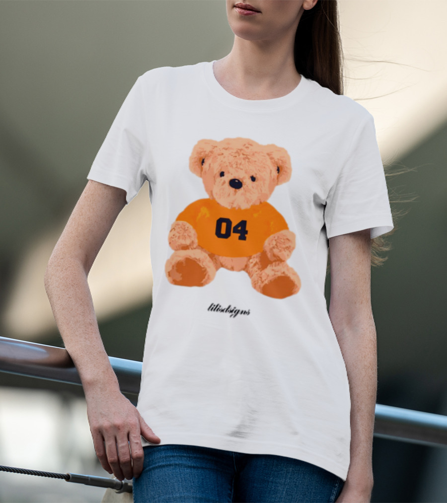 Lilisdsigns 04 Teddy Bear Plush Toy In Orange T-Shirt