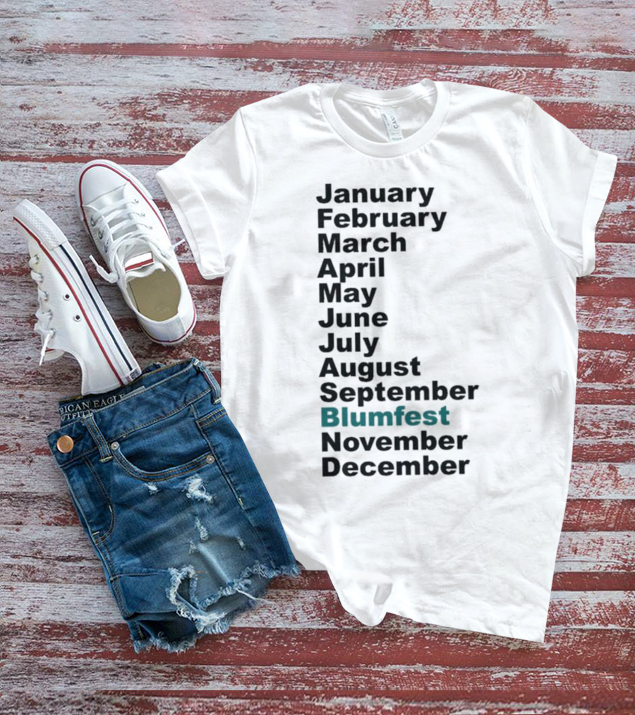 Blumhouse Blumfest Annual Celebrations Calendar Months Listed Design T-Shirt