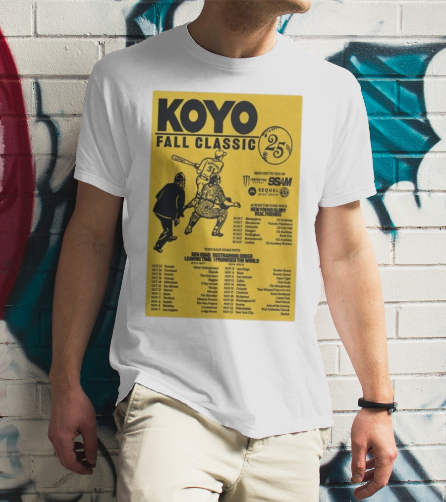 Koyo Fall Classic 2025 Tour Featuring New Found Glory Real Friends Ben Quad Restraining Order T-Shirt