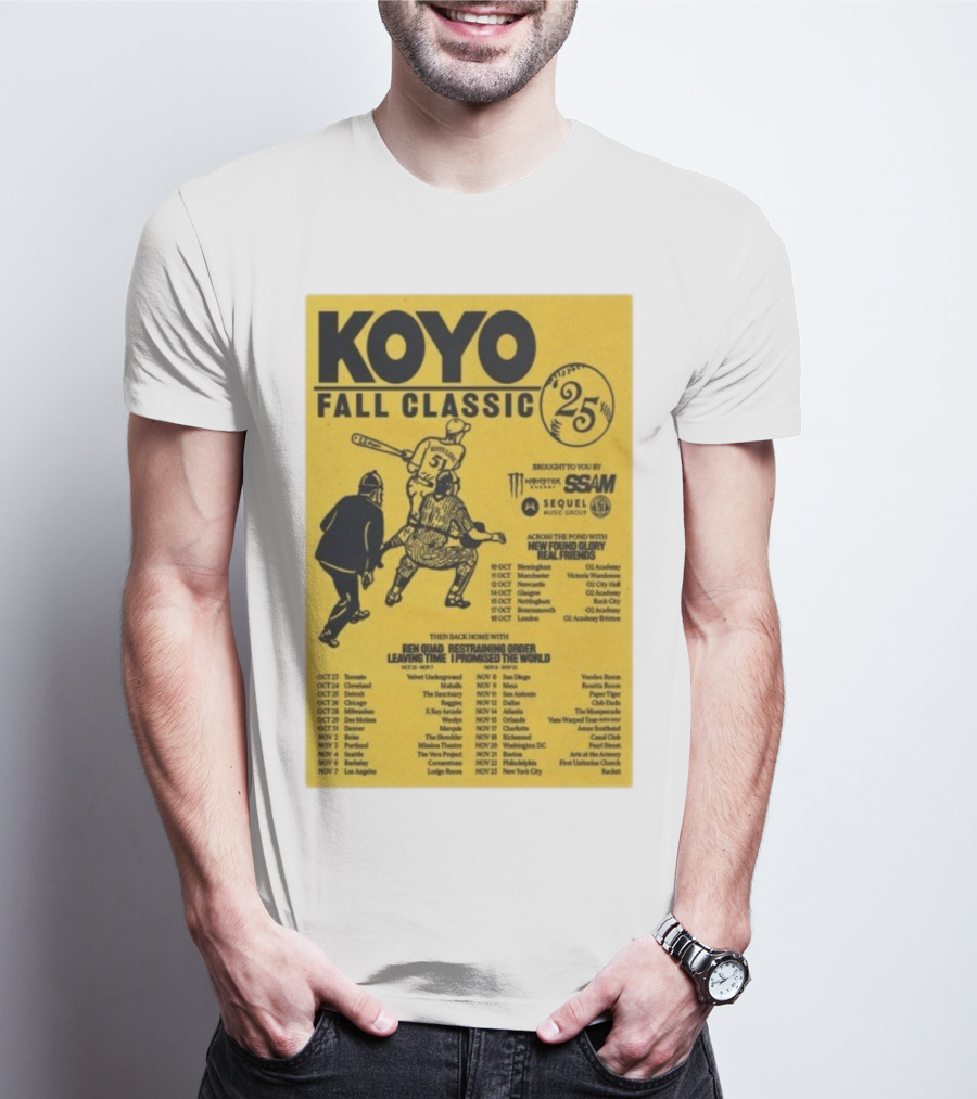 Koyo Fall Classic 2025 Tour Featuring New Found Glory Real Friends Ben Quad Restraining Order T-Shirt