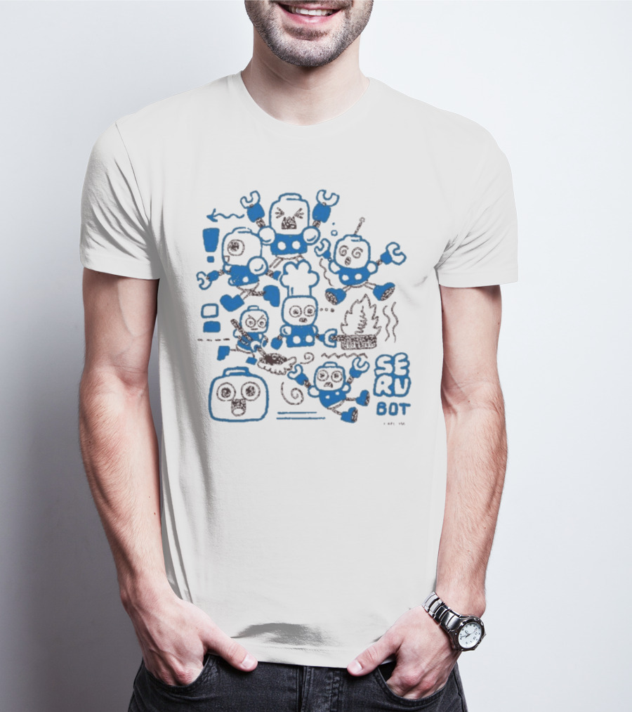 Mega Man Messy SERU Bots Blue And Brown Compilation T-Shirt