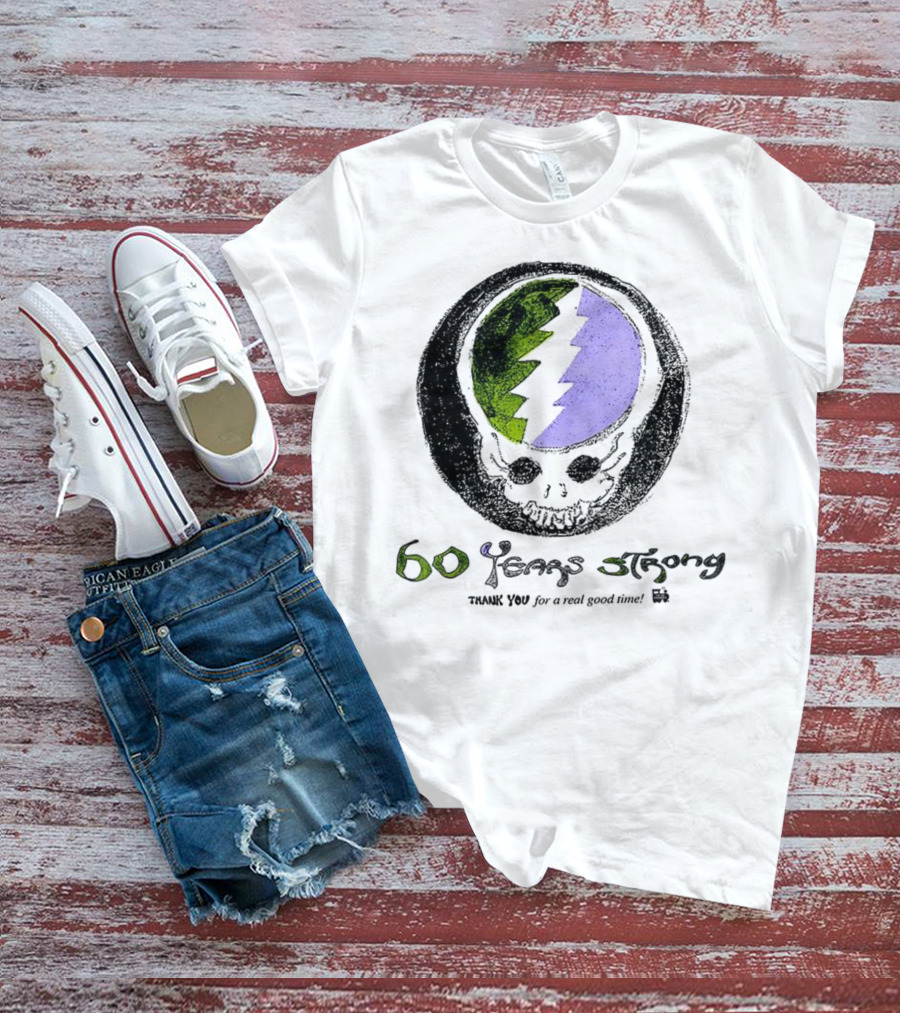 60 Years Strong Thank You For A Real Good Time Skull Halloween Sketch T-Shirt