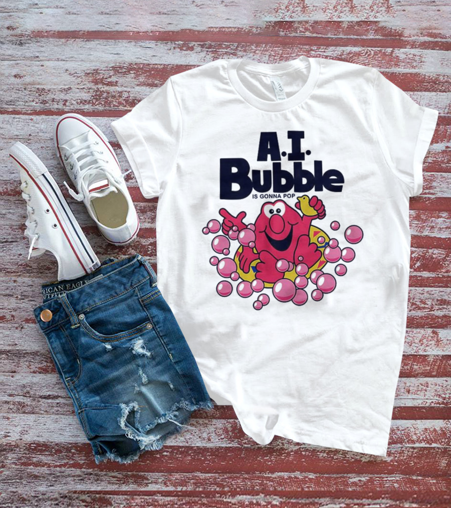 A.I. Bubble Is Gonna Pop Funny Red Character With Pink Bubbles T-Shirt