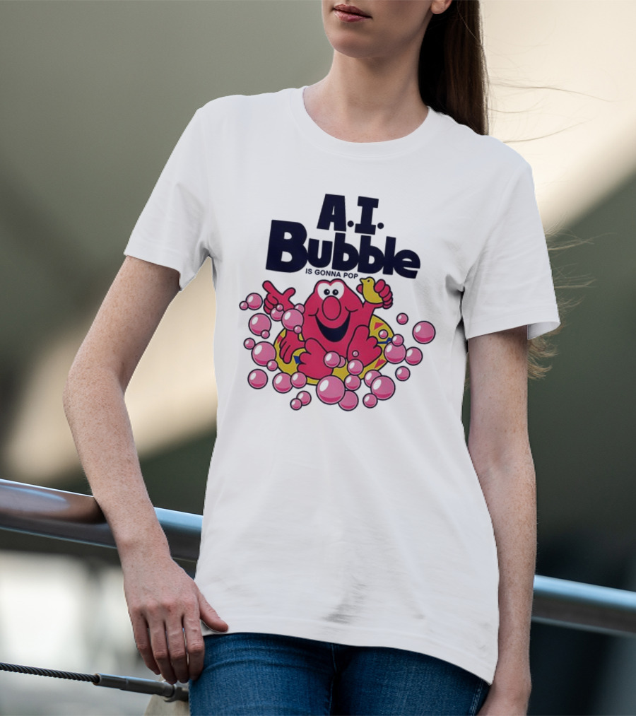 A.I. Bubble Is Gonna Pop Funny Red Character With Pink Bubbles T-Shirt
