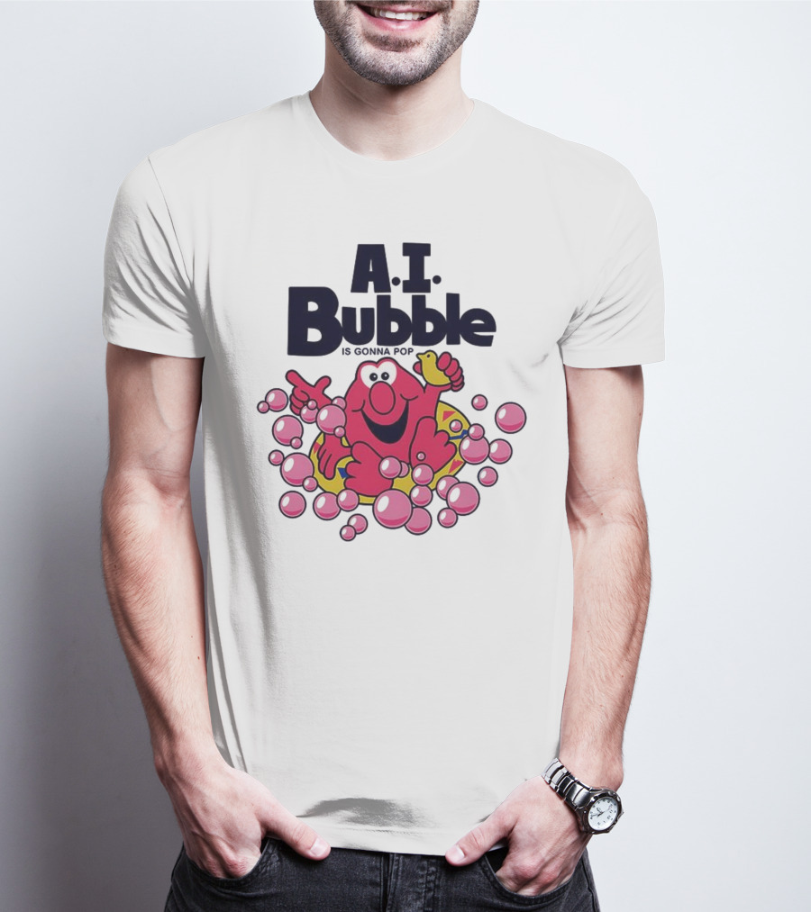 A.I. Bubble Is Gonna Pop Funny Red Character With Pink Bubbles T-Shirt