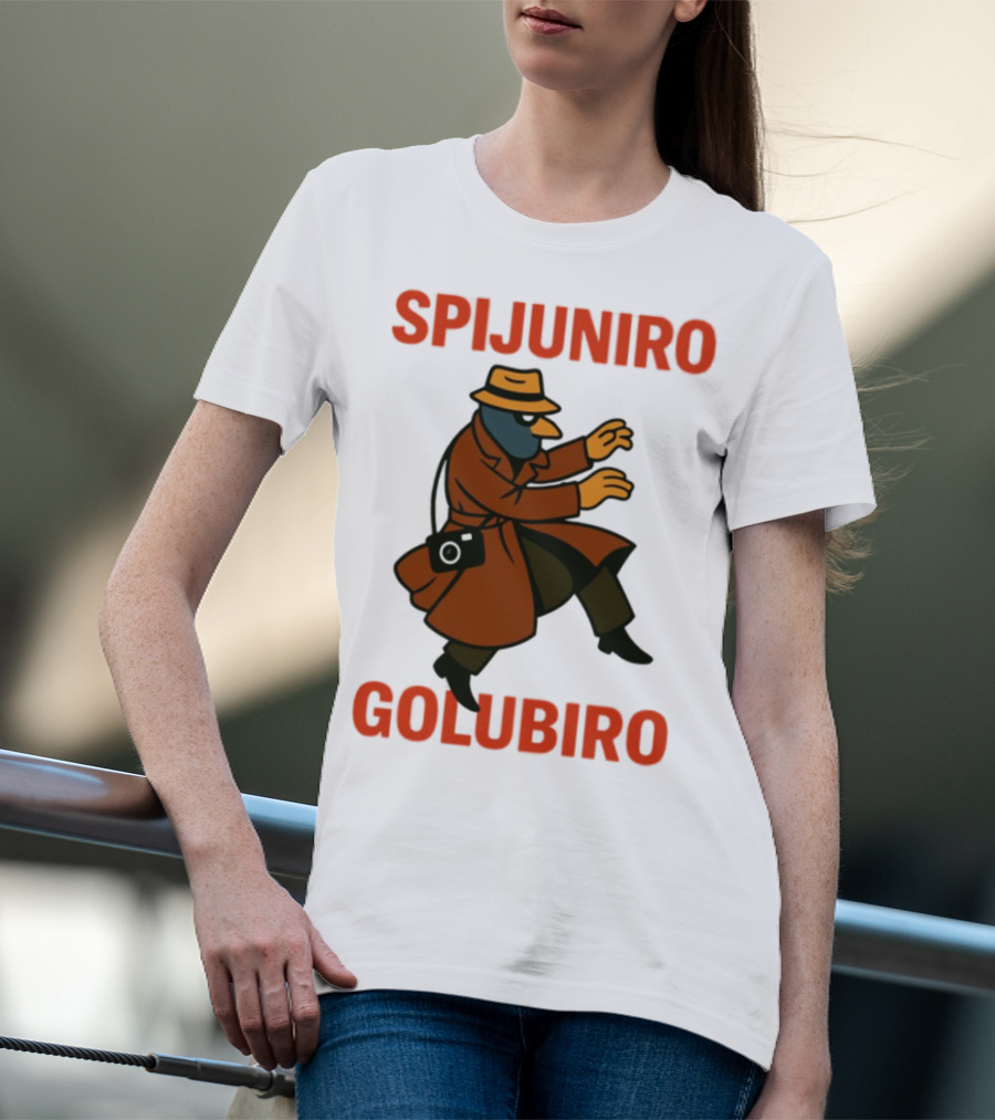 Spijuniro Golubiro Spy Pigeon In Trench Coat And Hat Retro Style T-Shirt