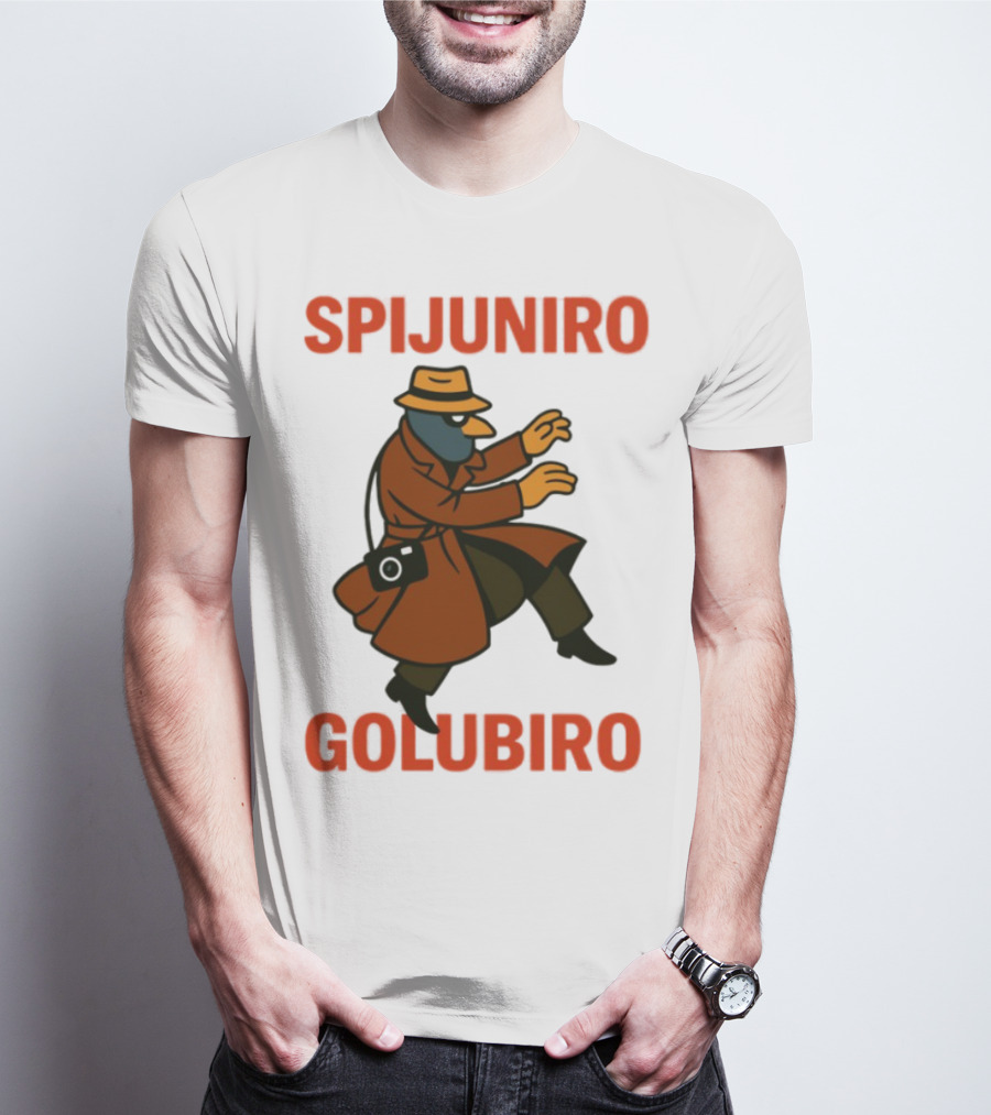 Spijuniro Golubiro Spy Pigeon In Trench Coat And Hat Retro Style T-Shirt