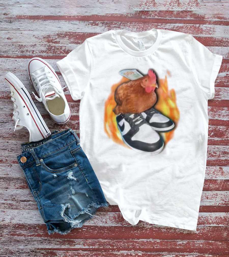 Cringeytees Swag Chicken Money Sneakers Flame Comedic Fashion T-Shirt