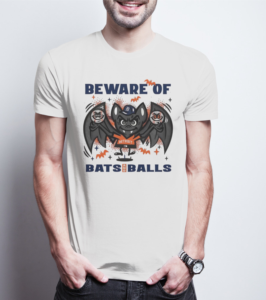 Beware Of Bats And Balls Detroit Halloween Baseball Theme T-Shirt