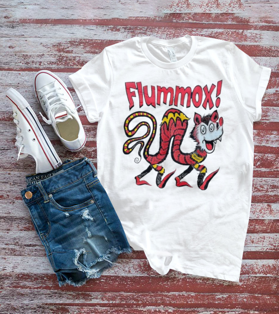 Flummox Seussian Opossum Pal Red Yellow Striped Creature T-Shirt
