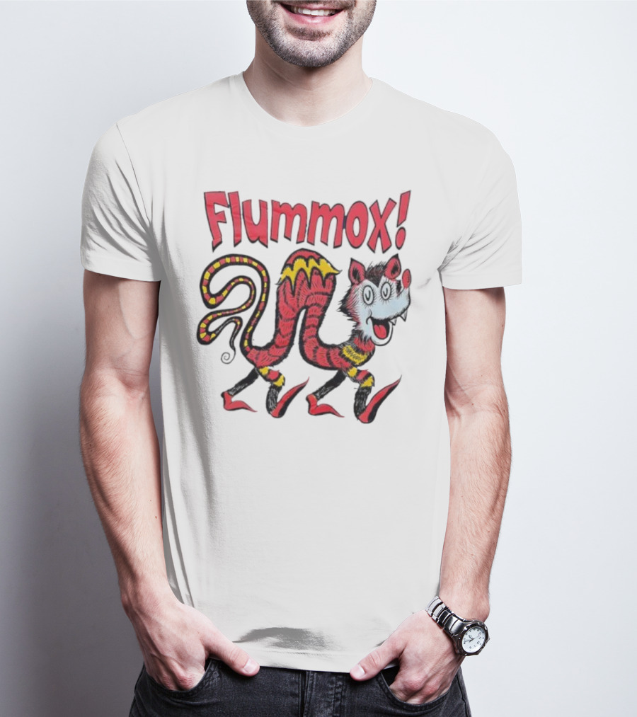 Flummox Seussian Opossum Pal Red Yellow Striped Creature T-Shirt