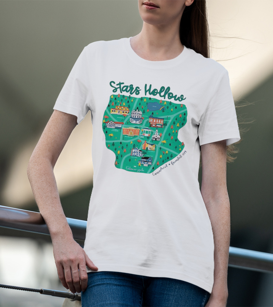 Stars Hollow Map Gilmore Girls Town Landmarks T-Shirt
