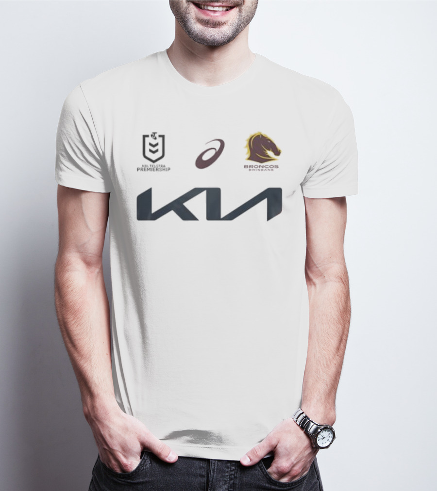 Kia Brisbane Broncos 2025 NRL Away Jersey Asics National Rugby League T-Shirt