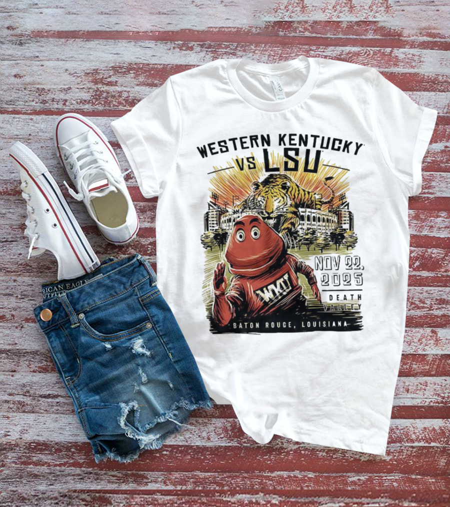 Western Kentucky Vs LSU November 2025 Tiger Mascot Baton Rouge Louisiana Stadium T-Shirt