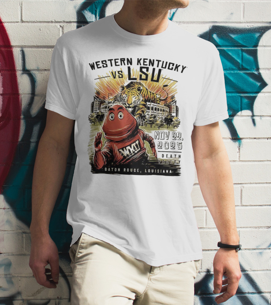 Western Kentucky Vs LSU November 2025 Tiger Mascot Baton Rouge Louisiana Stadium T-Shirt