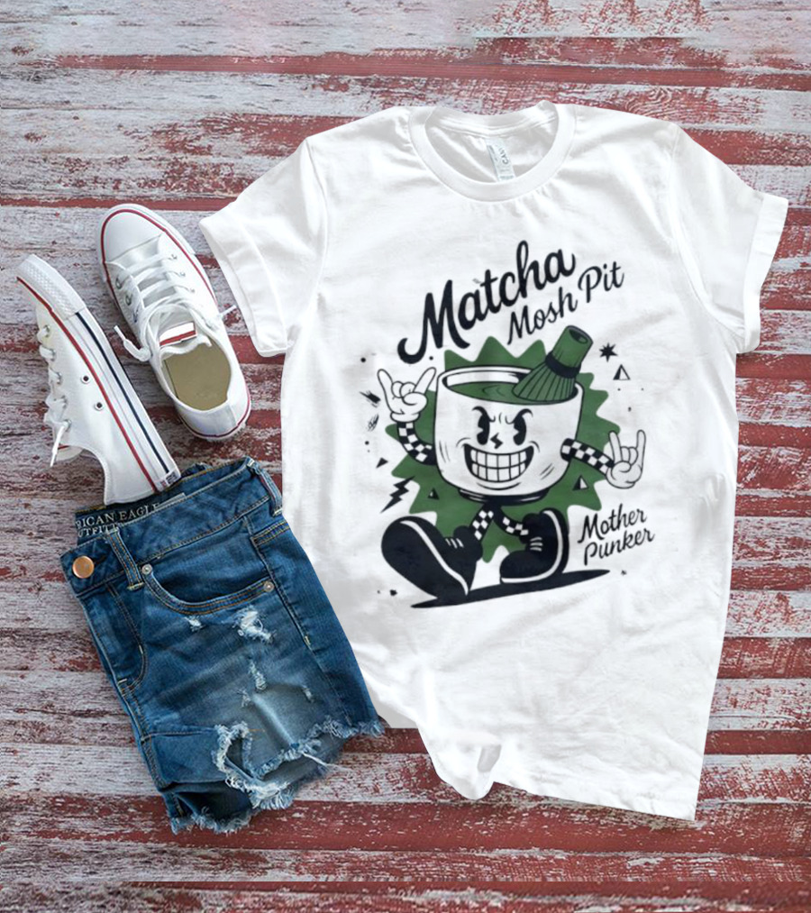 Matcha Mosh Pit Mother Punker Cartoon Cup With Whisk T-Shirt