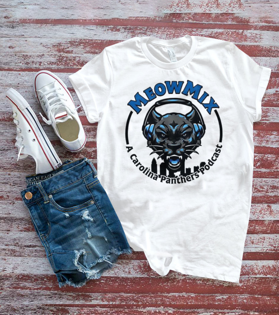 Meow MIX Carolina Panthers Podcast Panther Headphone Art T-Shirt