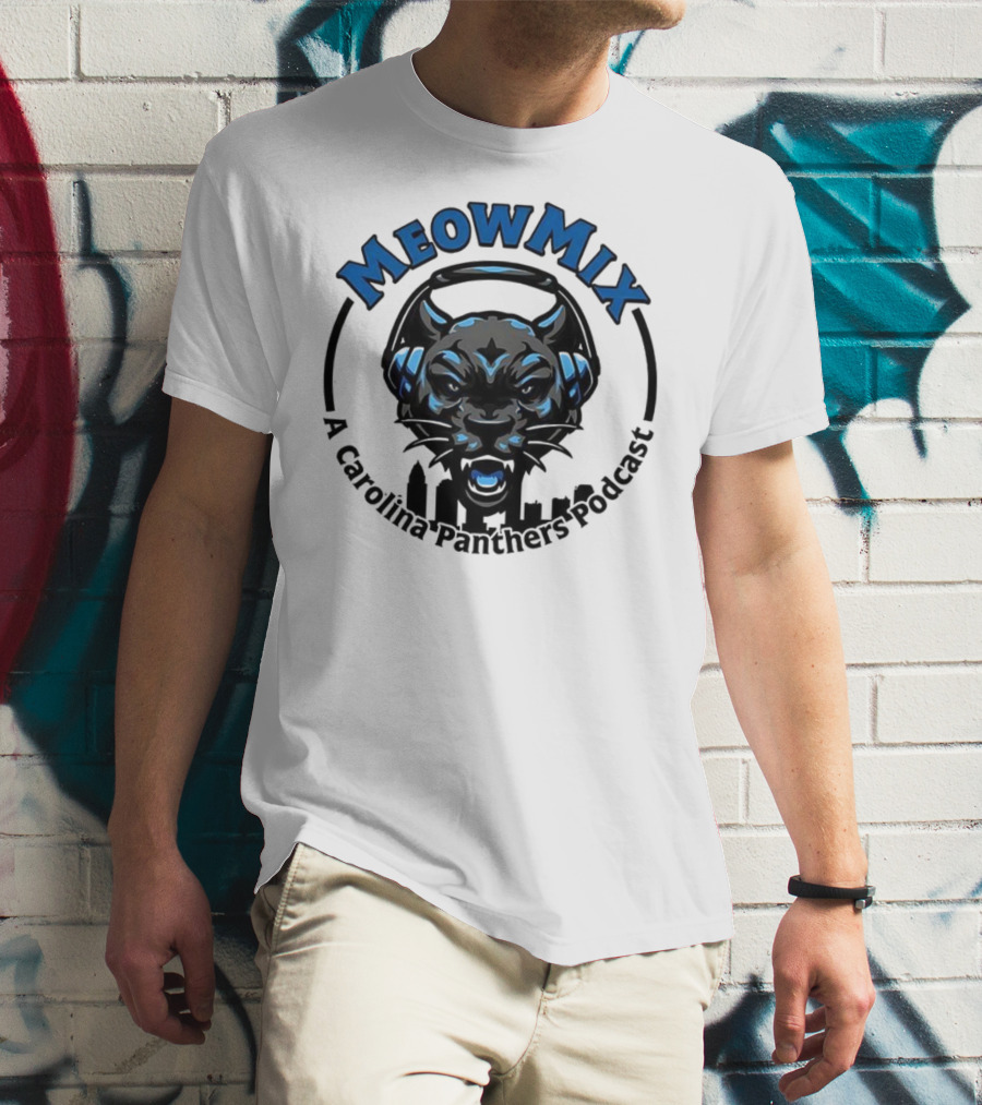 Meow MIX Carolina Panthers Podcast Panther Headphone Art T-Shirt