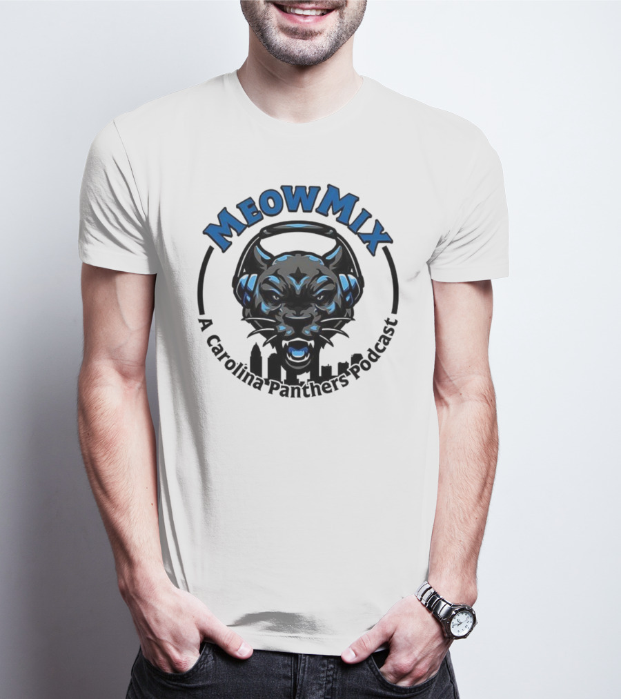 Meow MIX Carolina Panthers Podcast Panther Headphone Art T-Shirt