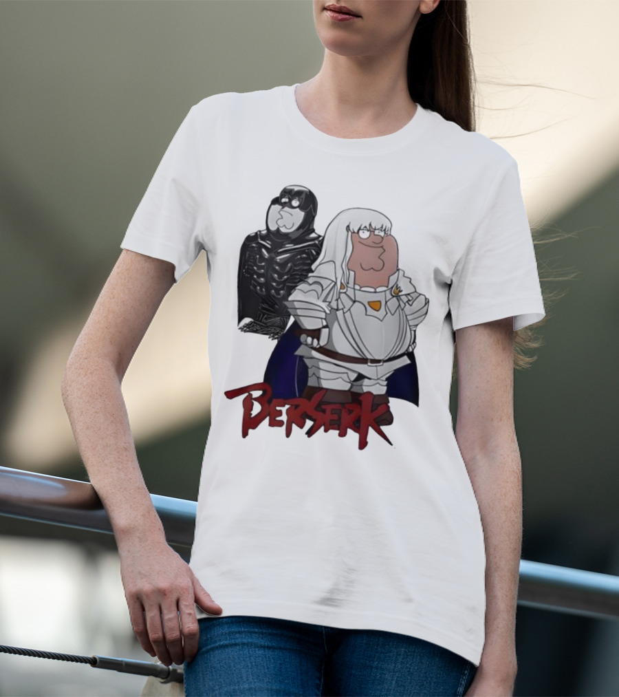 Peter Griffin Family Guy Berserk Crossover Meme Griffith Armor Guts Cosplay T-Shirt