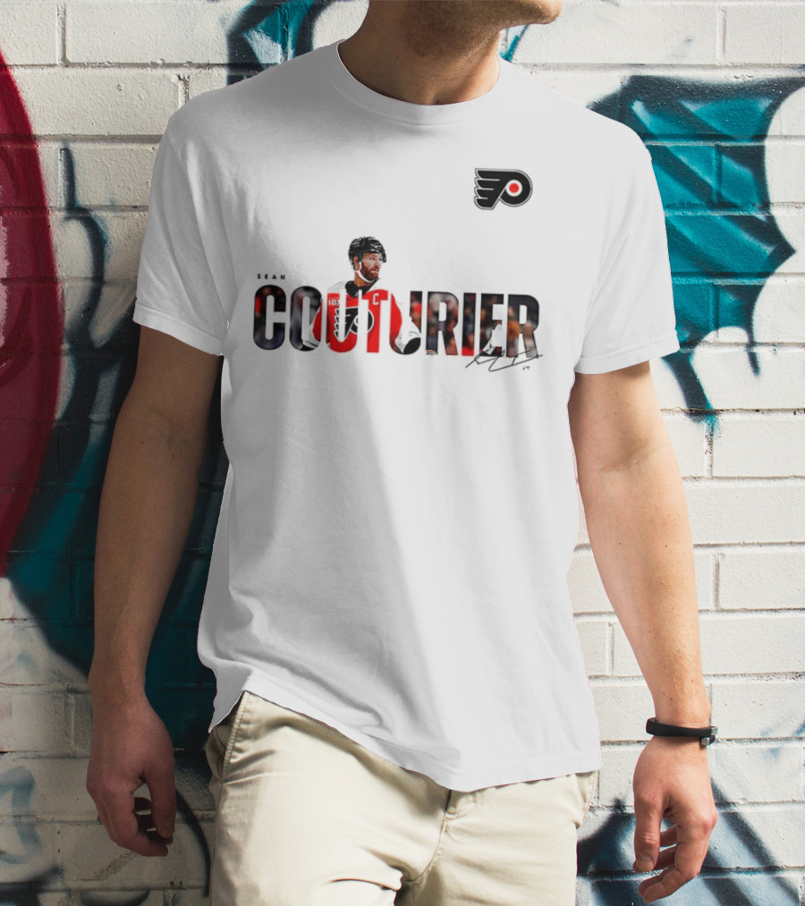 Sean Couturier Philadelphia Flyers Signature NHL C Captain T-Shirt