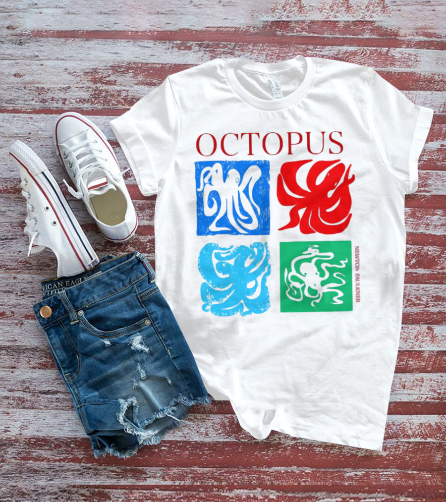 NewtonFaulkner Octopus Colorful Pop Art Quartet T-Shirt