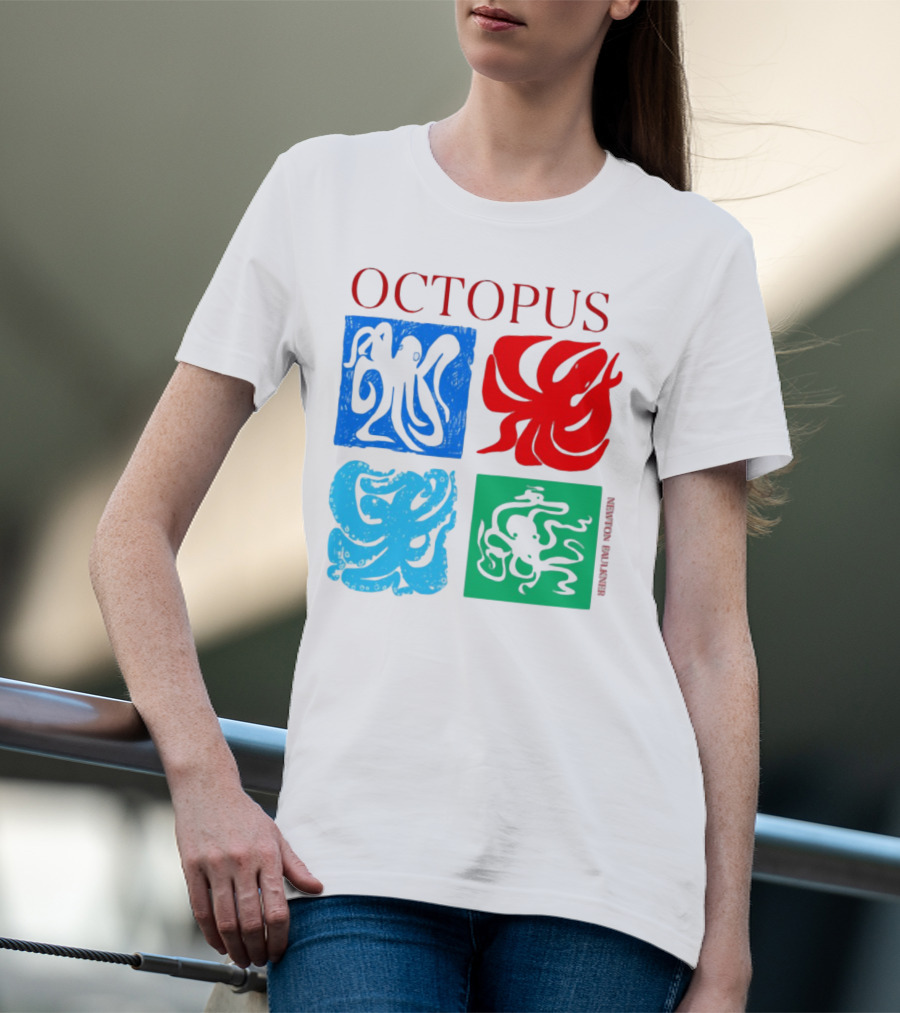 NewtonFaulkner Octopus Colorful Pop Art Quartet T-Shirt