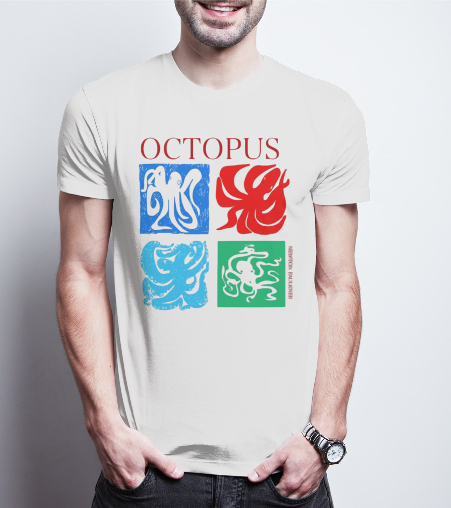 NewtonFaulkner Octopus Colorful Pop Art Quartet T-Shirt