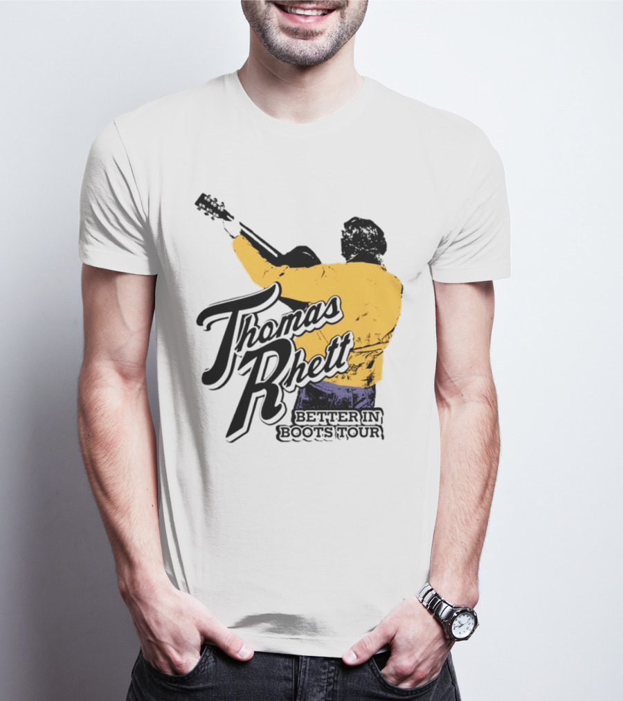 Thomas Rhett Better In Boots Retro Handgun Cowboy Boot Style T-Shirt