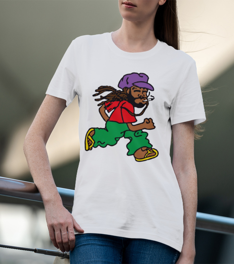 Amine Running Man Rastafarian Style Casual Character T-Shirt