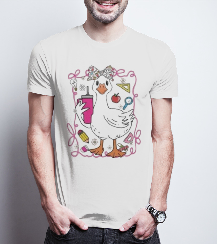 Brooke And Bear Back To School Goose Pencil Apple Ruler T-Shirt