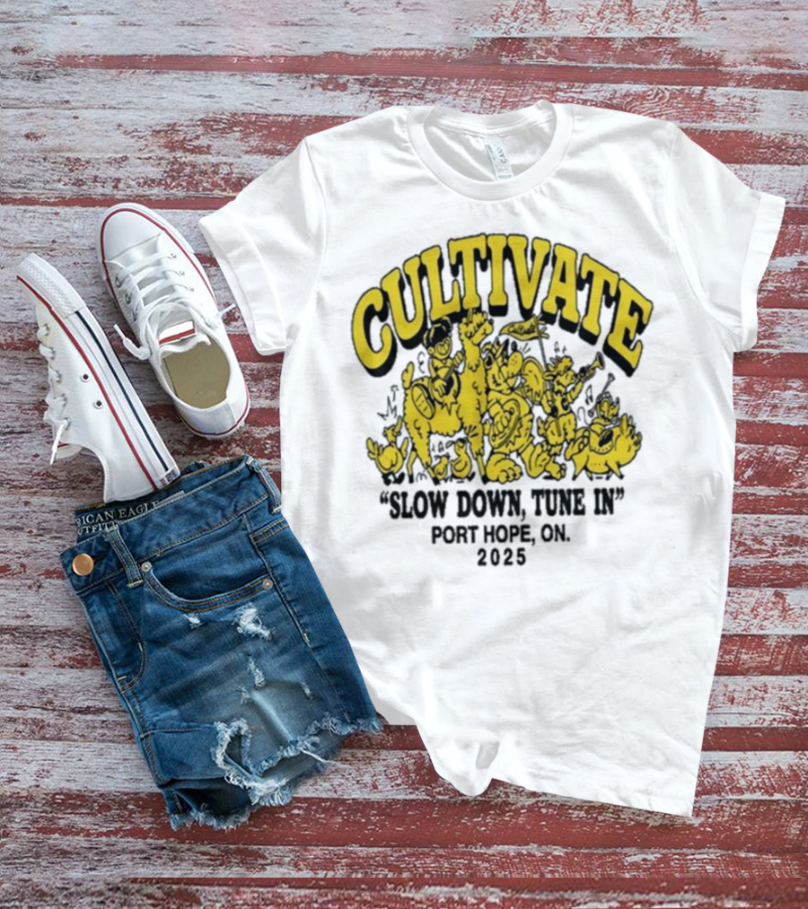 Cultivate Slow Down Tune In Port Hope On 2025 Festival Animals Retro Style T-Shirt