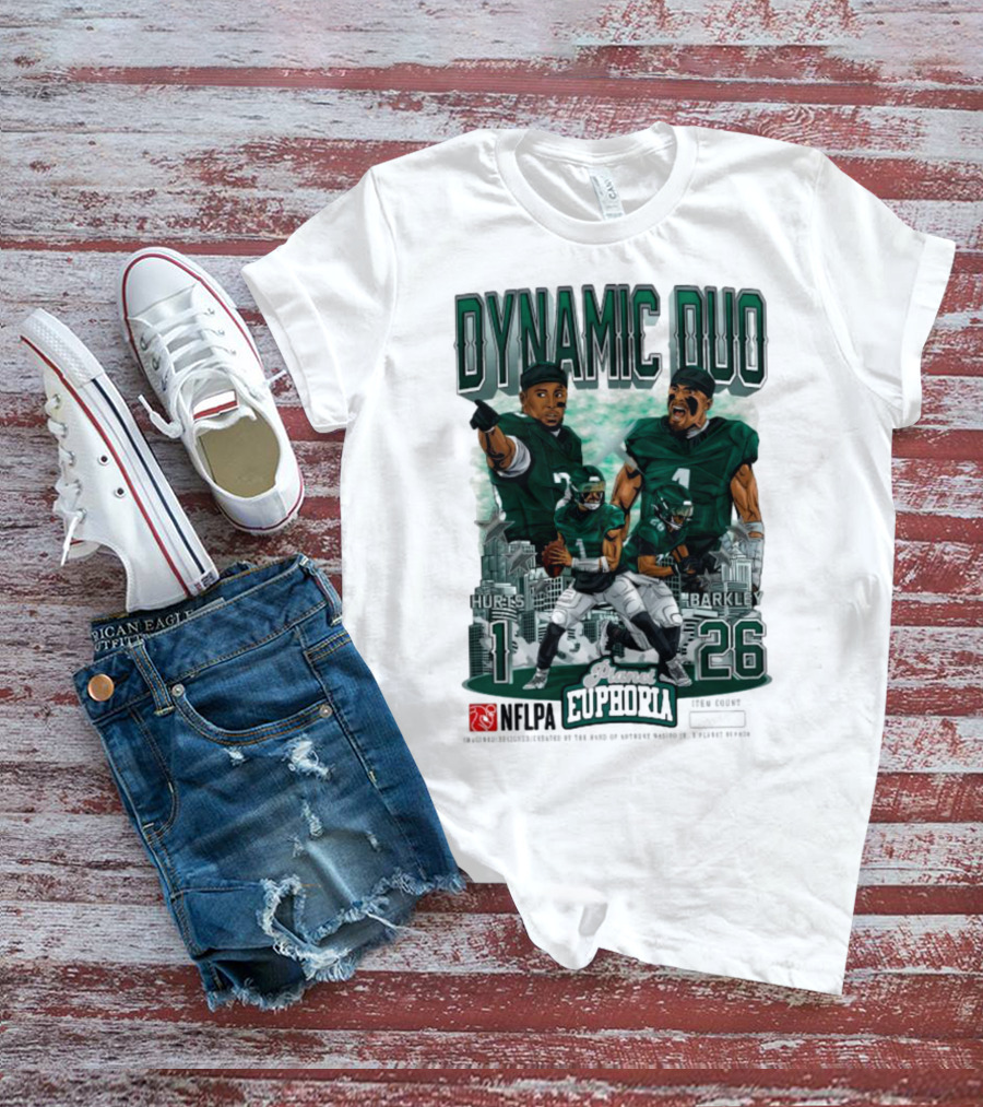 Jalen Hurts Saquon Barkley Dynamic Duo Philadelphia Eagles Planet Euphoria Neora 1 26 T-Shirt