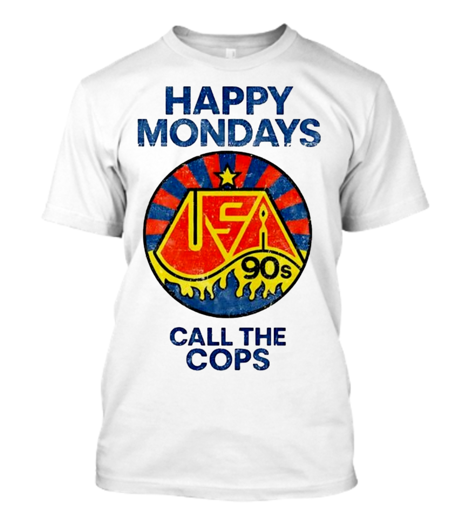 Happy Mondays USA 90s Call The Cops Starburst Retro T-Shirt