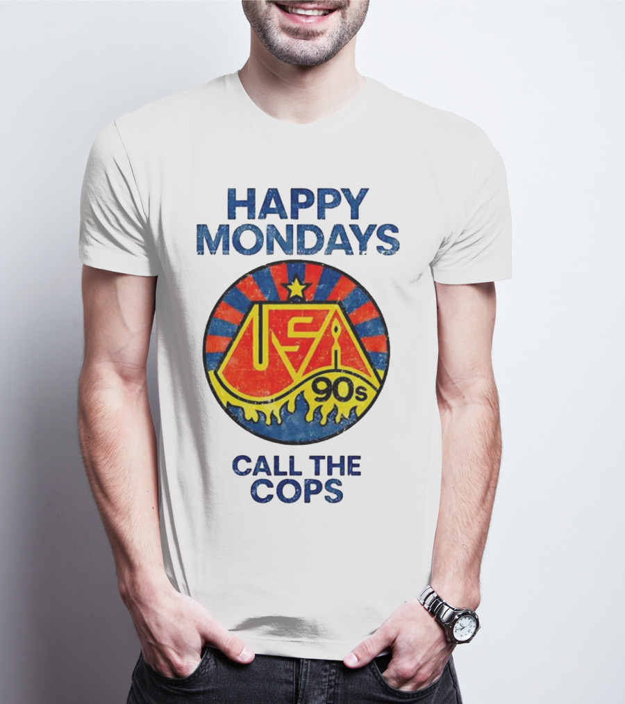 Happy Mondays USA 90s Call The Cops Starburst Retro T-Shirt