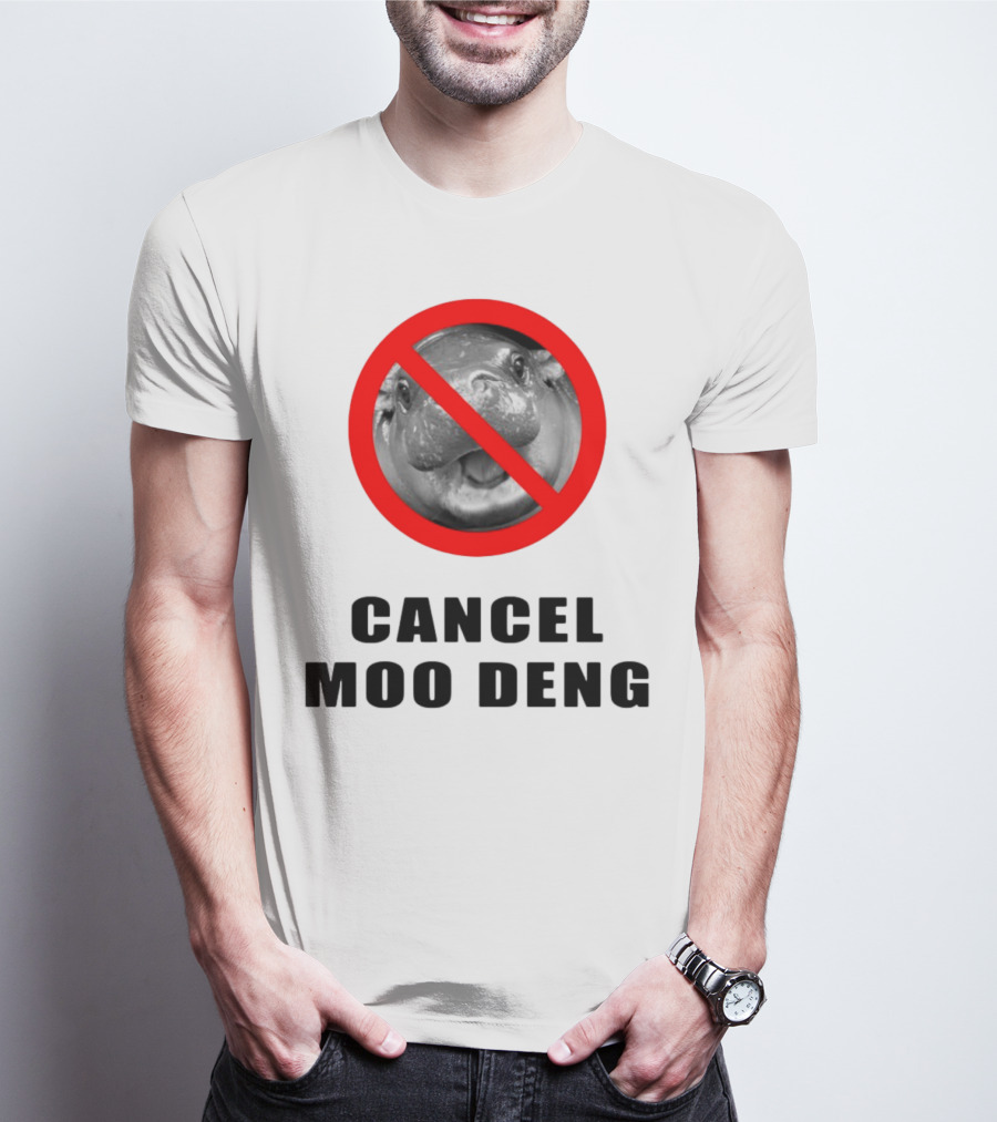 Pizzaslime Cancel Moo Deng No Entry Sign T-Shirt